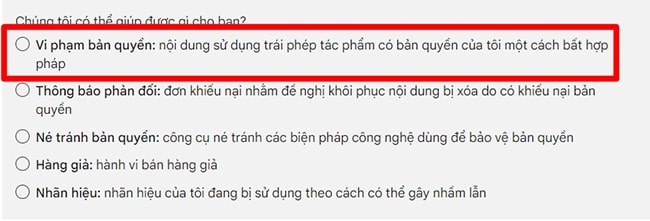 Báo cáo vi phạm bản quyền nội dung
